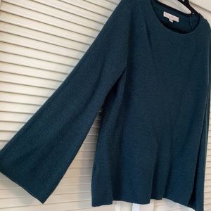 Loft Emerald Green Sweater with Bell Sleeves